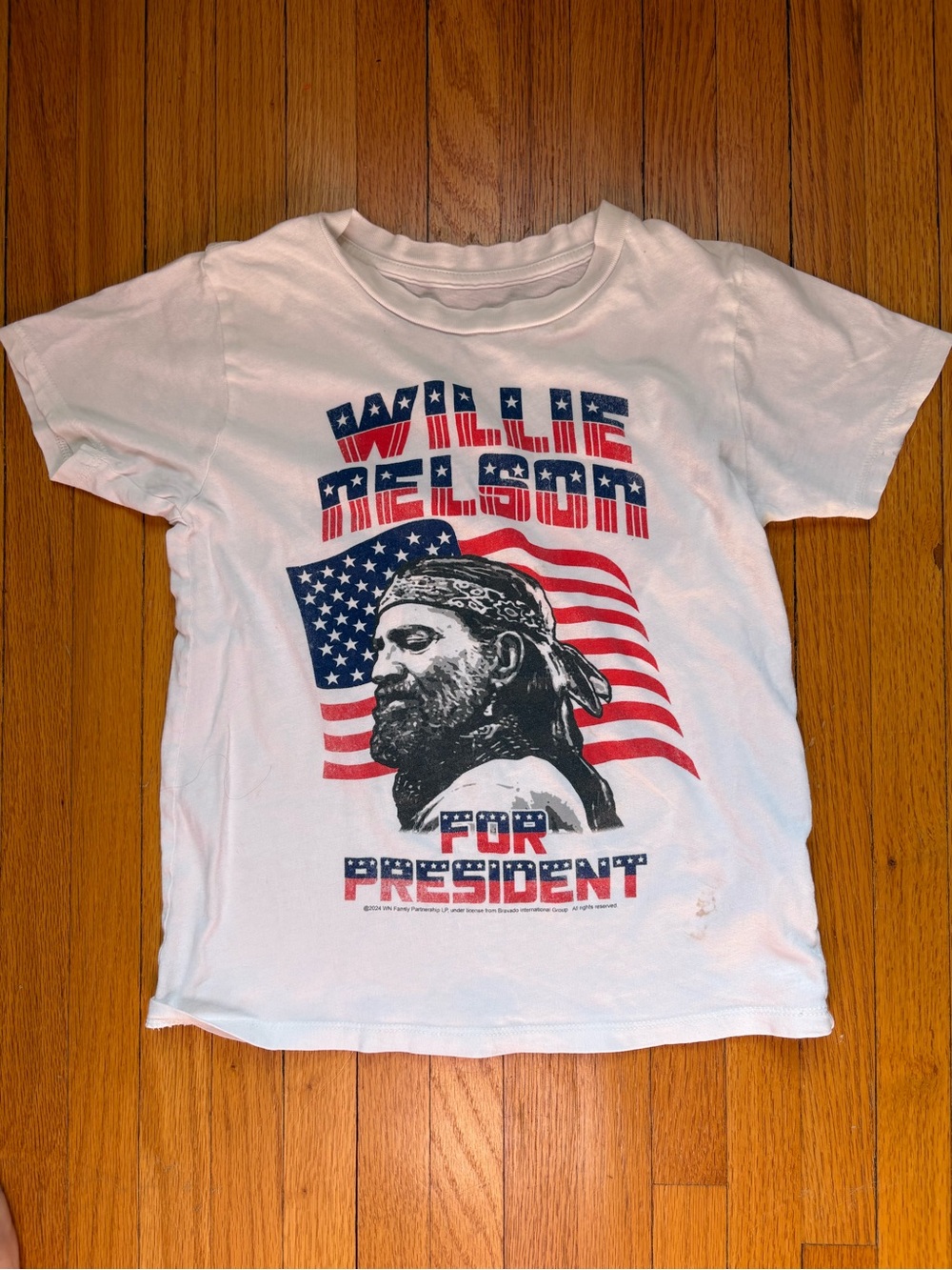 Rowdy Sprout White Willie Nelson "For President" Kids T‑Shirt